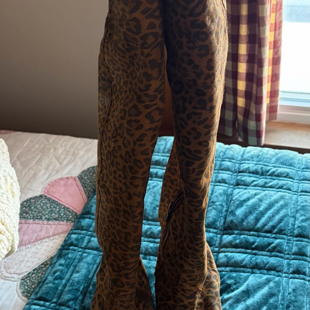Liberty Boot Co. OTK suede leopard boots